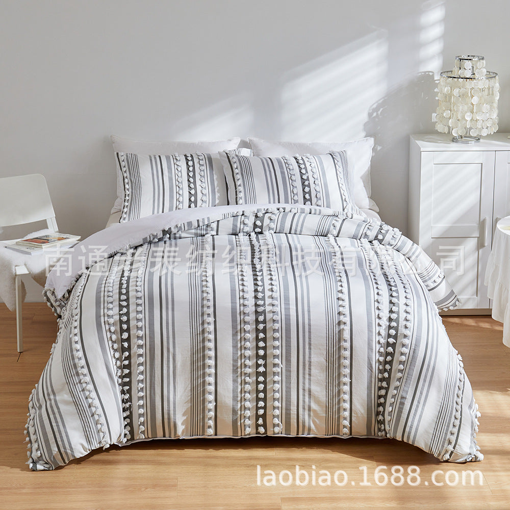 Cross-Border Manufacturer Solid Color Bedding Set (3 Pieces)