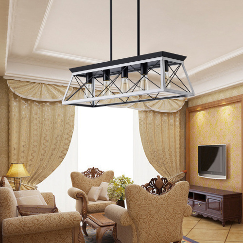 Farmhouse 5-Light Chandelier, White & Black