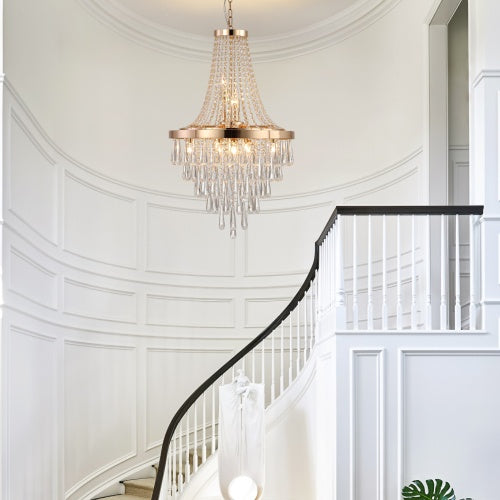 Golden Crystal Chandelier, Large Modern Luxury Chandelier For Living Room, Dining Room, Bedroom, Hallway - Bulb Not Included Unavailable Platforms- Temu