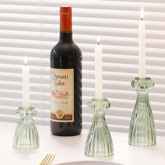 Lysenn Glass Candle Stick Holder Set of 3