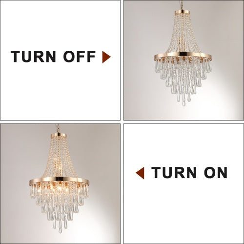 Golden Crystal Chandelier, Large Modern Luxury Chandelier For Living Room, Dining Room, Bedroom, Hallway - Bulb Not Included Unavailable Platforms- Temu