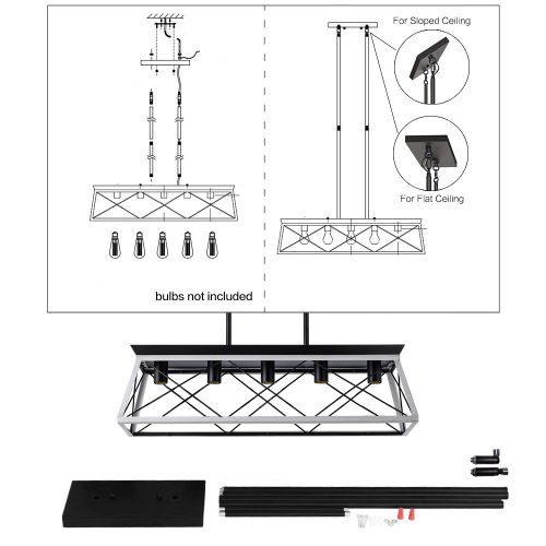 Farmhouse 5-Light Chandelier, White & Black